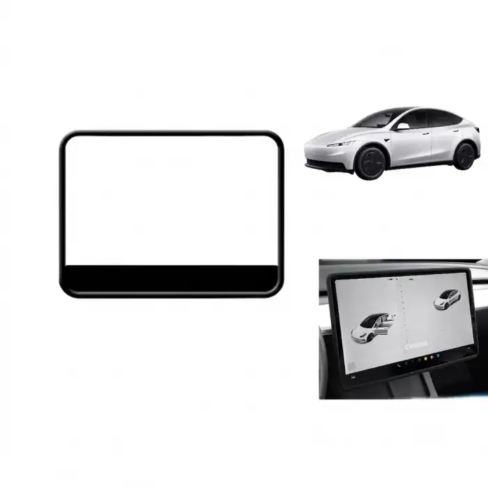 AsilTech Tesla Model Y Standart ve Juniper Uyumlu Multimedya Ön Ekran Kenar Koruyucu Silikon Çerçeve Trim 1 Adet Siyah