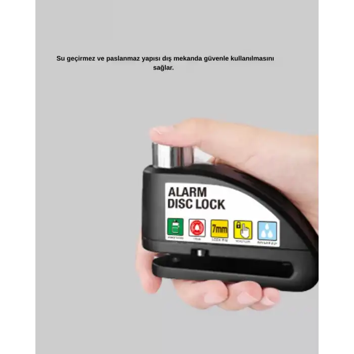 AsilTech Titreşim Sensörlü Alarmlı Motosiklet Disk Kilidi 14mm Çelik Çift Kilitleme