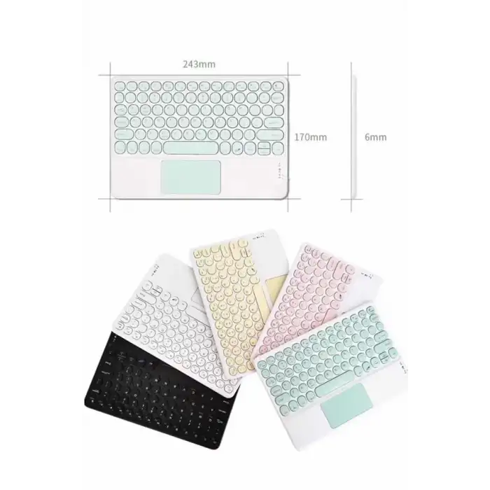 AsilTech Touchpad Tüm Cihazlara Uyumlu Bluetooth Klavye Touchpad Slim Kablosuz Wifi Q Klavye