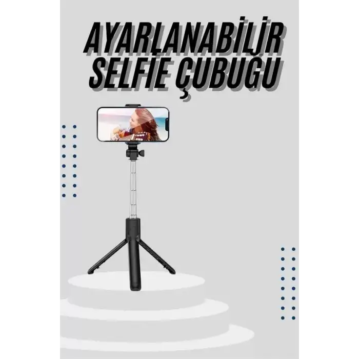 AsilTech Tripod Selfie Çubuğu Bluetooth Kumandalı Kablosuz Led Işıklı