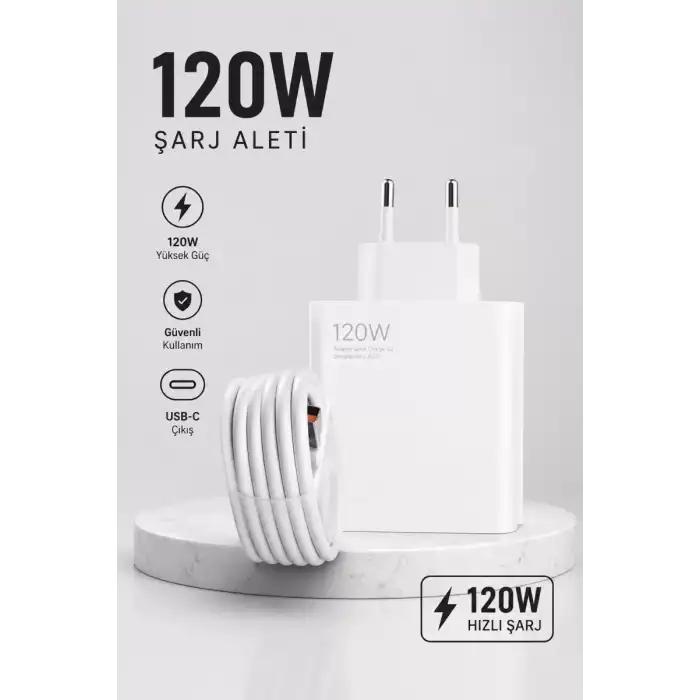AsilTech Turbo Hızlı Şarj Destekli 120W USB-C Şarj Seti