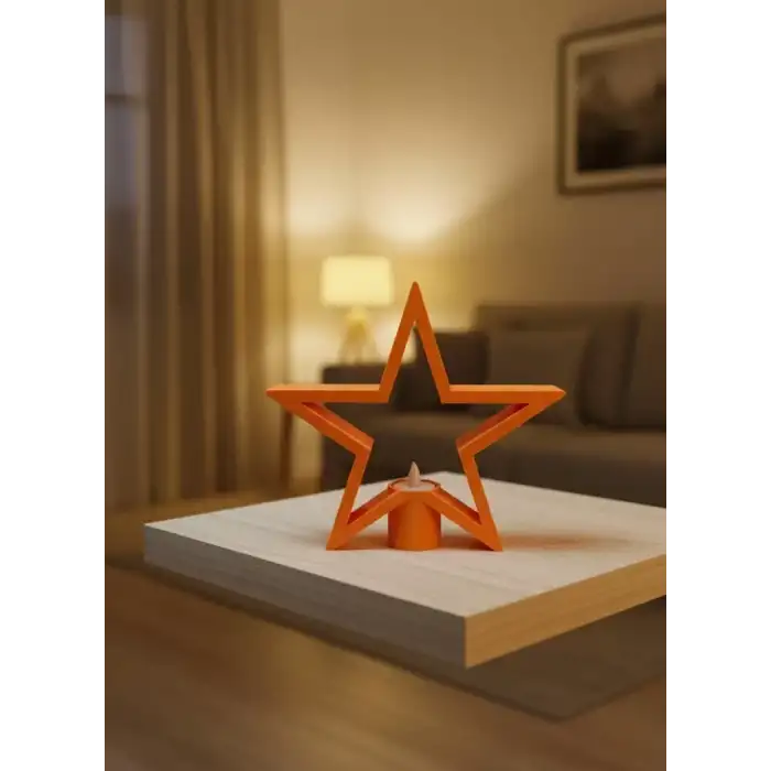 AsilTech Turuncu Yıldız Mumluk Loş Işık Salon Dekoru