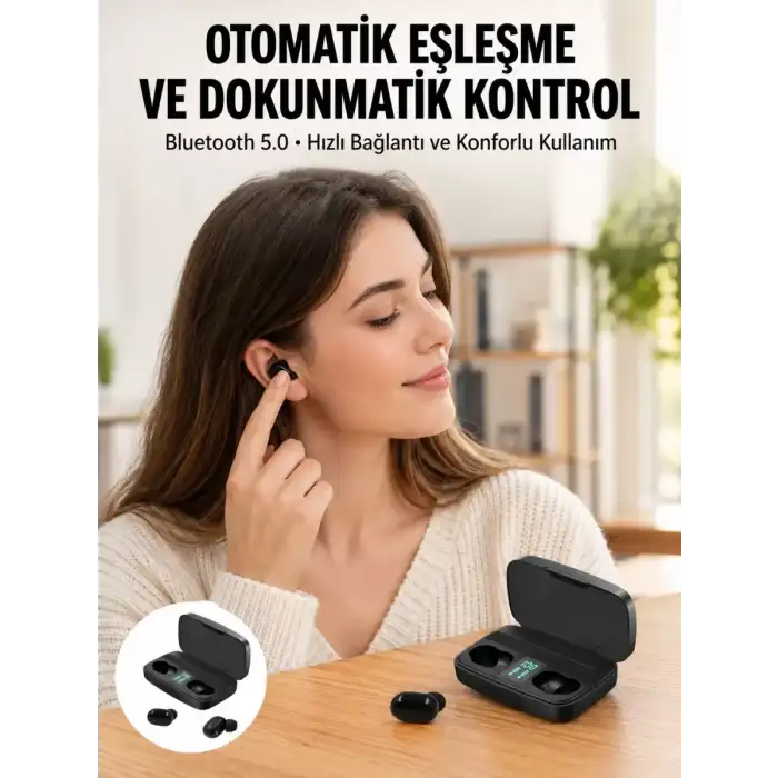 AsilTech TWS Bluetooth Kulaklık 5.0 Bluetooth Bağlantılı Dokunmatik Kontrol Özelliği Yeni Nesil
