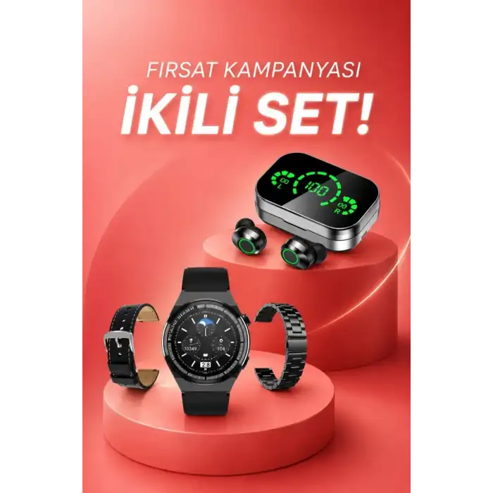 AsilTech TWS Bluetooth Kulaklık ve Akıllı Saat Uyku Takibi Nabız Ölçer Uzun Pil Ömrü