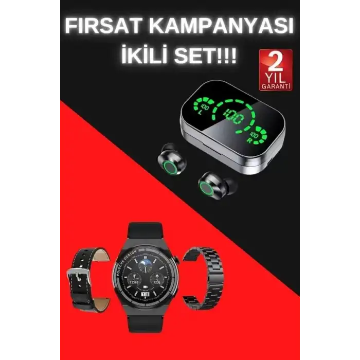 AsilTech TWS Bluetooth Kulaklık ve Akıllı Saat Uyku Takibi Nabız Ölçer Uzun Pil Ömrü