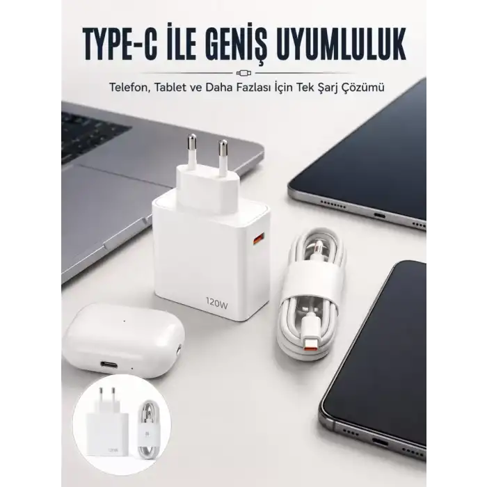 AsilTech Type-C 120W Şarj Aleti Hızlı Şarj Turbo Yeni Nesil