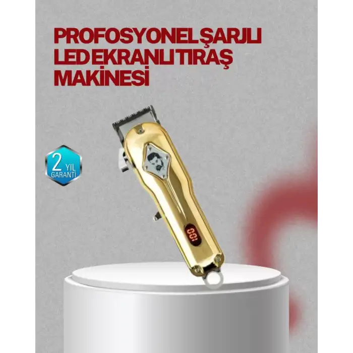 AsilTech Type-C Şarjlı LCD Ekranlı Profesyonel Saç Sakal Tıraş Makinesi