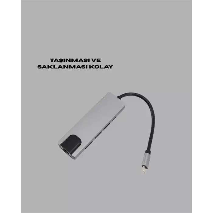AsilTech Type‑C Dönüştürücü – 2×USB3.0, SD/MS, 4K HDMI & RJ45 ile Profesyonel Kullanım