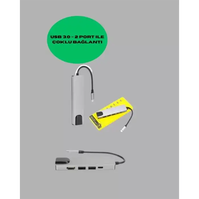 AsilTech Type‑C Dönüştürücü – 2×USB3.0, SD/MS, 4K HDMI & RJ45 ile Profesyonel Kullanım