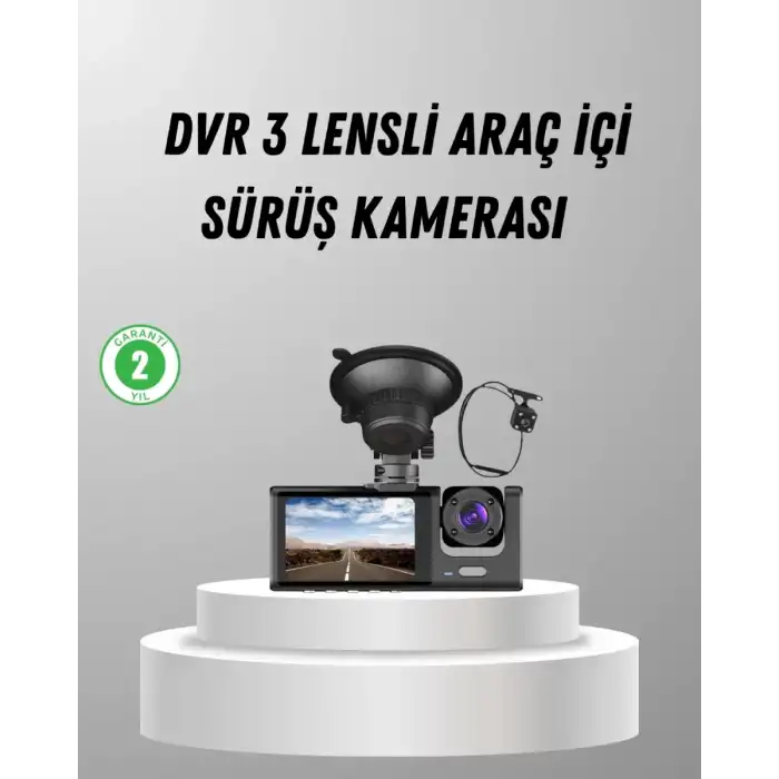 AsilTech Üç Kameralı Araç DVR Full HD Gece Görüşlü ve 2 inç IPS Ekranlı