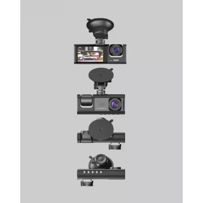 AsilTech Üç Kameralı Araç DVR Full HD Gece Görüşlü ve 2 inç IPS Ekranlı