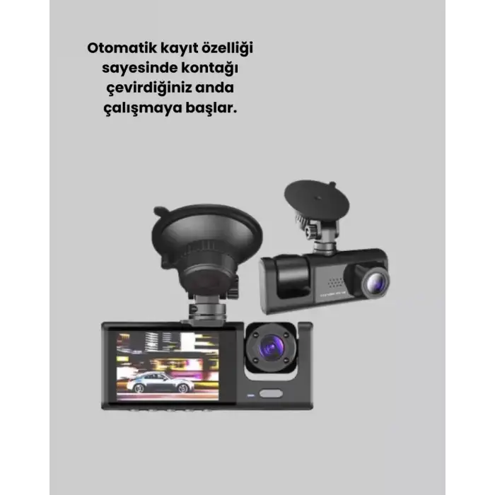 AsilTech Üç Kameralı Araç Kamerası Full HD Gece Görüş  G-Sensör