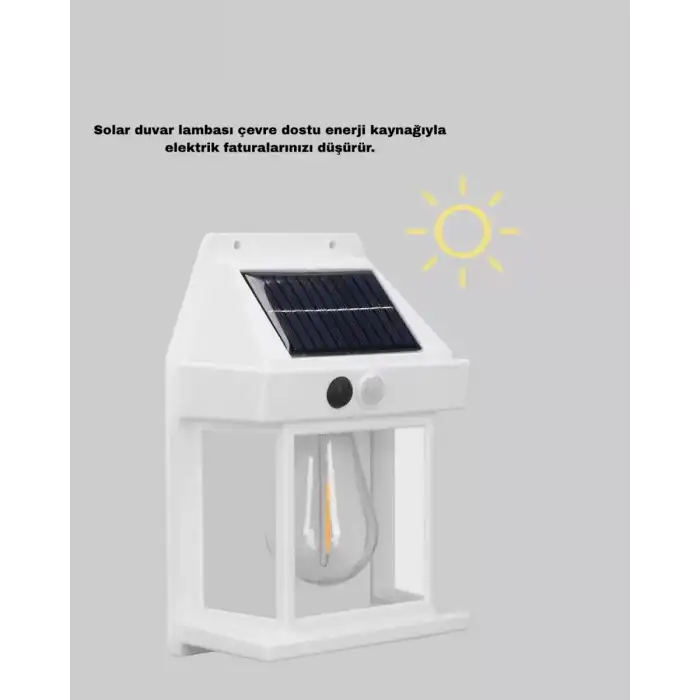 AsilTech Üç Modlu Güneş Enerjili Duvar Lambası 1800mAh Bataryalı ve Hareket Sensörlü