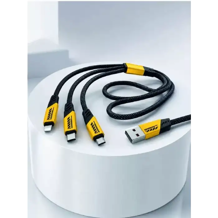 AsilTech USB 3ü 1 Arada Şarj Kablosu 240W PD Destekli Çoklu Şarj Kablosu