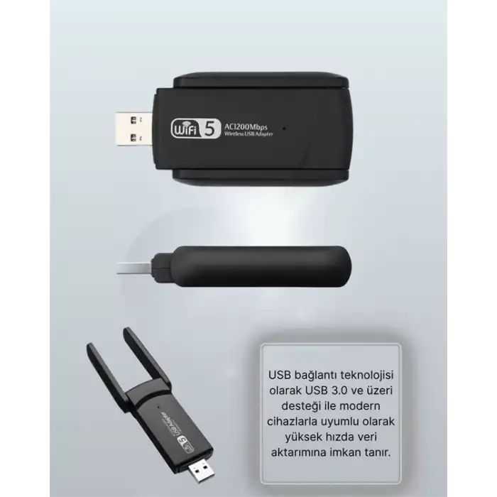 AsilTech USB 3.0 Wireless Adaptör – 2.4GHz & 5GHz Destekli