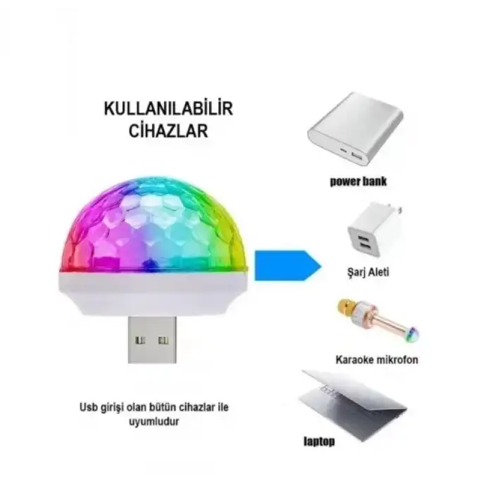 AsilTech Usb Girişli Sese Duyarlı Disko Topu