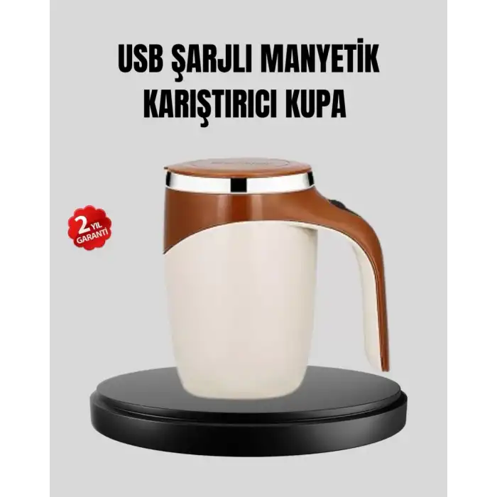 AsilTech USB Şarjlı Manyetik Karıştırıcı Kupa Otomatik Karıştırma Paslanmaz Çelik