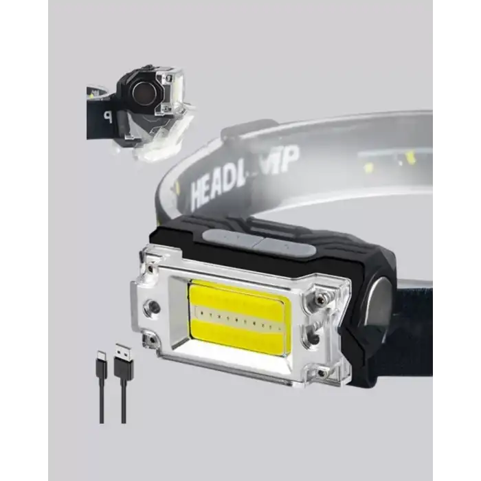 AsilTech USB Şarjlı Mini LED KAFA Feneri 50m Odak 150m Geniş Aydınlatm