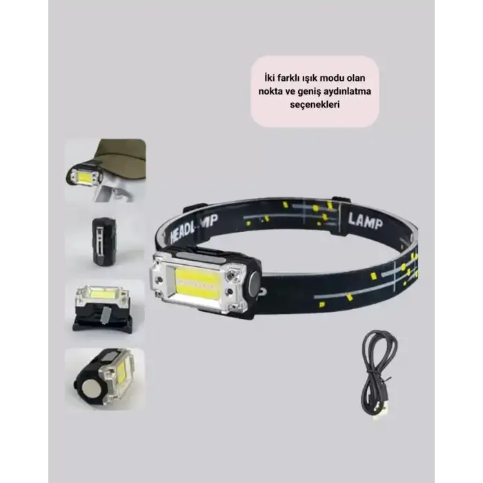 AsilTech USB Şarjlı Mini LED KAFA Feneri 50m Odak 150m Geniş Aydınlatm