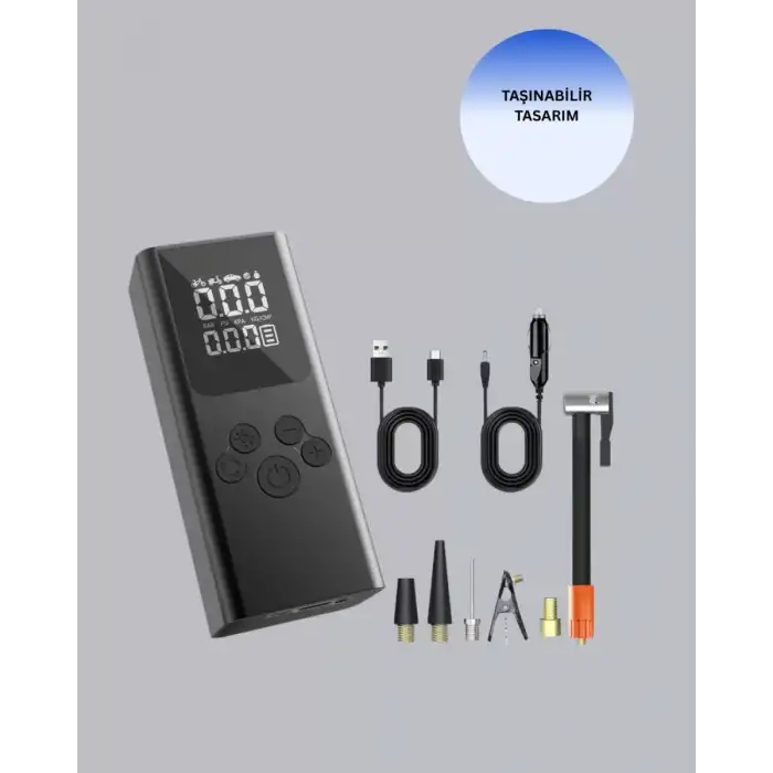 AsilTech USB Şarjlı Taşınabilir Hava Kompresörü Dijital Ekranlı