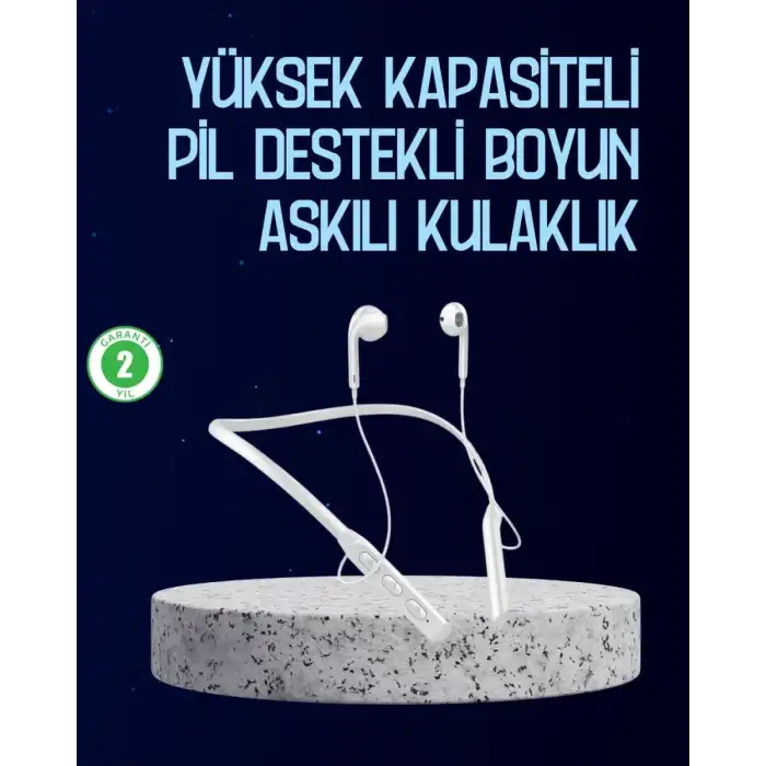 AsilTech USB Şarjlı Uzun Ömürlü Boyun Askılı Bluetooth Kulaklık