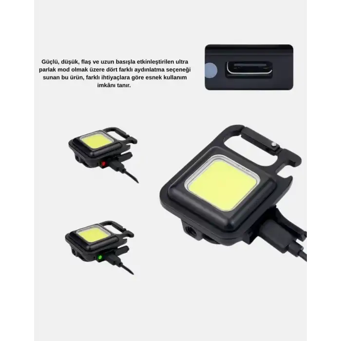 AsilTech USB Type-C Şarjlı Mini Fener – Manyetik, Katlanabilir ve Şişe Açacaklı Tasarım