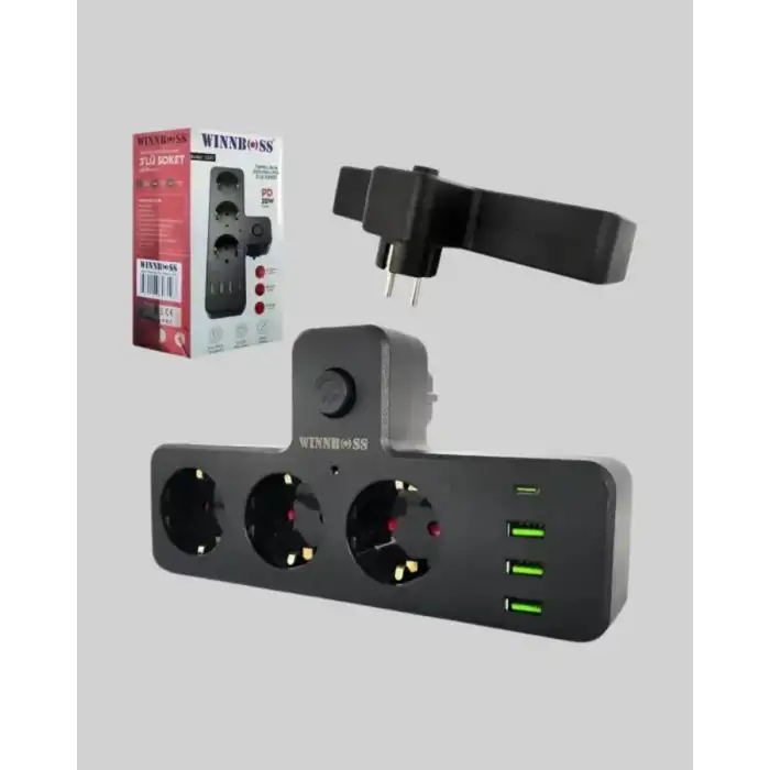 AsilTech USB ve Type-C Portlu Anahtarlı Çoklu Priz Güç Ünitesi
