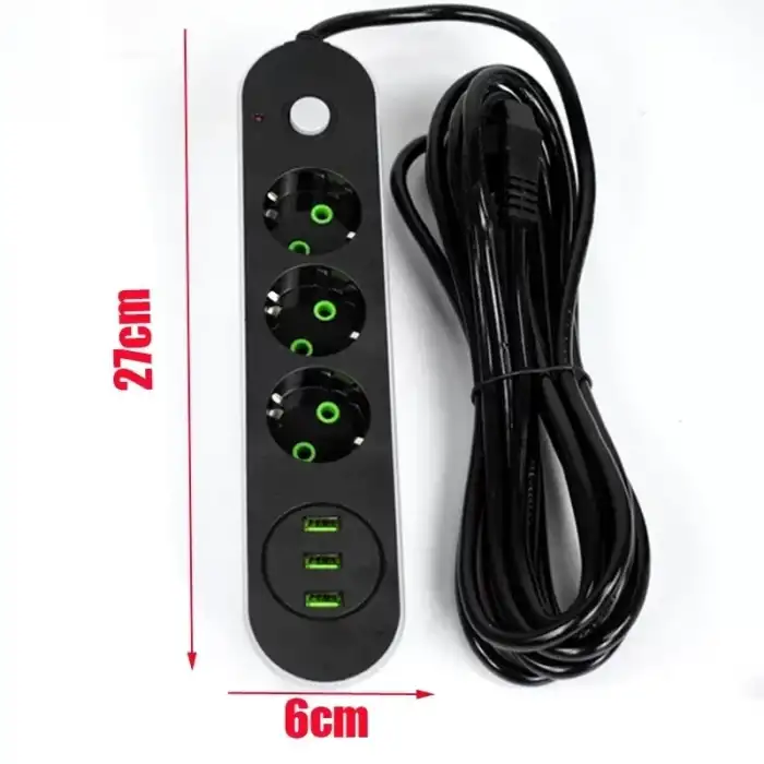 AsilTech USB Yuvalı Üçlü Priz