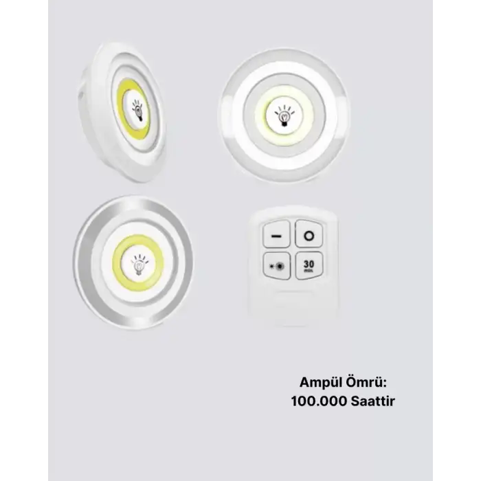 AsilTech Uzaktan Kumandalı 3’lü Ayarlanabilir Spot LED Işık Seti
