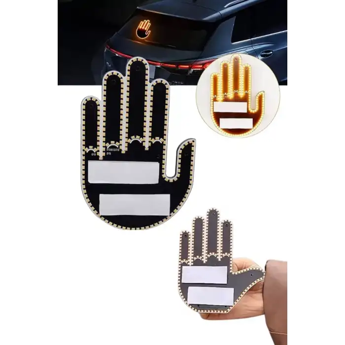 AsilTech Uzaktan Kumandalı El Orta Parmak Led Araç Camına Özel Yeni Nesil