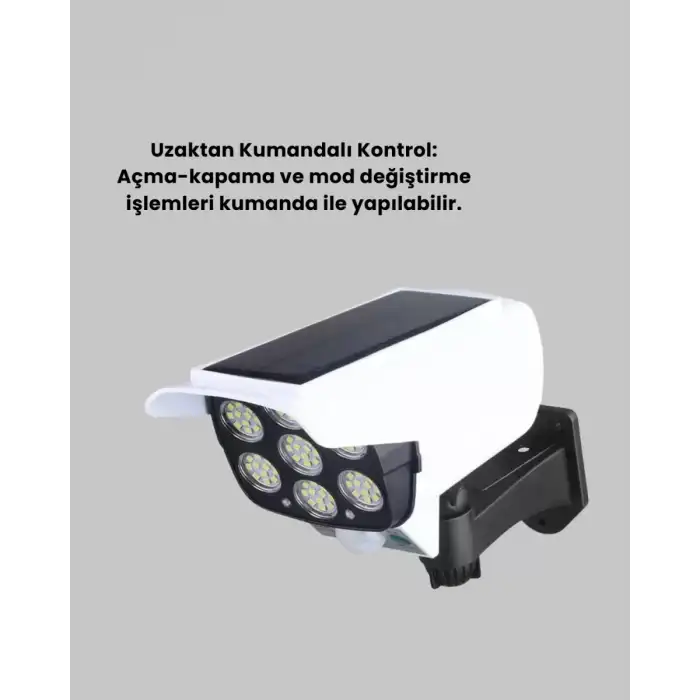 AsilTech Uzaktan Kumandalı Güneş Enerjili LED Güvenlik Lambası Kamera Tipi Hareket Sensörlü Yeni Nesil