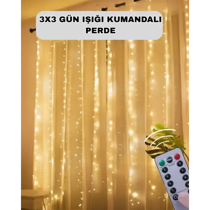 AsilTech Uzaktan Kumandalı Perde Tipi Günışığı Peri Led Işık Dekorasyon