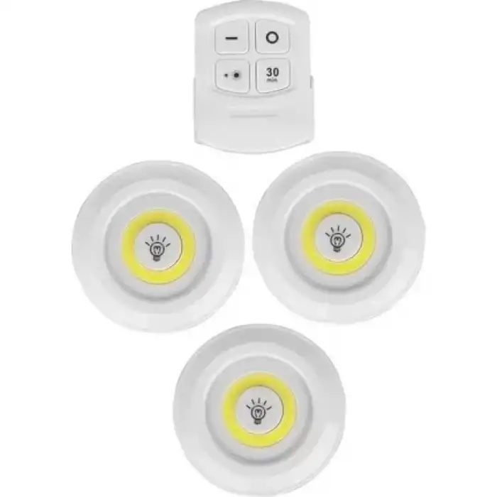 AsilTech Uzaktan Kumandalı Yapışkanlı 3lü Led Spot Lamba