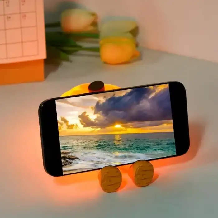 AsilTech Üzgün Balkabağı Tasarımlı Gece Lambası - Silikon - Telefon Tutucu Özellikli