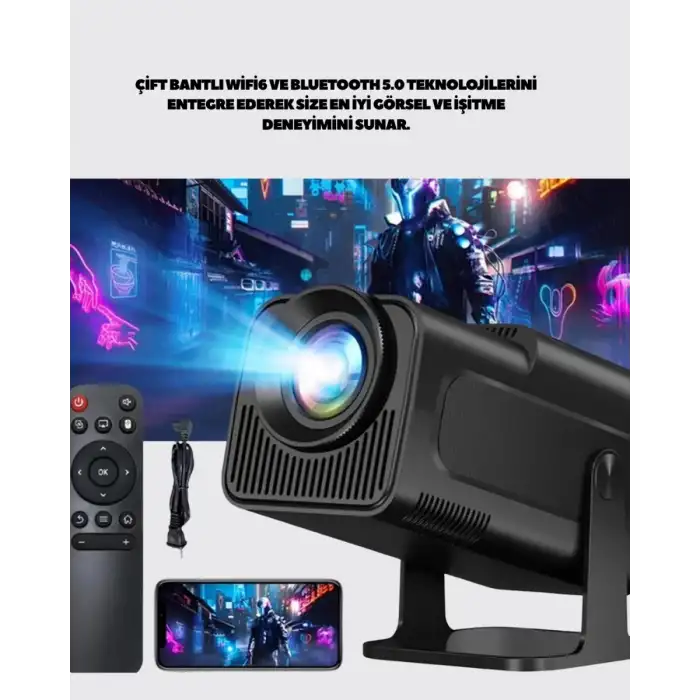 AsilTech Uzun Ömürlü Lamba ve Dahili Hoparlörlü Ev Sinema Projektörü