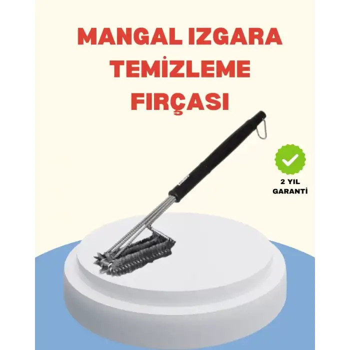 AsilTech Uzun Saplı Izgara Temizleme Fırçası Çelik Telli
