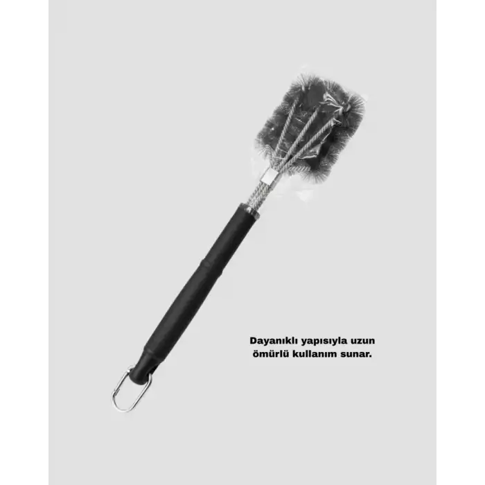 AsilTech Uzun Saplı Izgara Temizleme Fırçası Çelik Telli