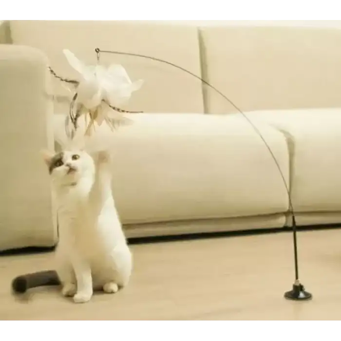 AsilTech Vantuzlu Tüylü Zilli Kedi Oyun Oltası