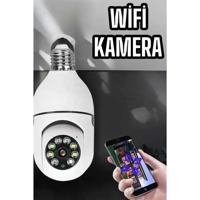 AsilTech Wifi Kamera Duylu Ampul Görünümlü 360 Derece Dönebilen Ev Kamerası