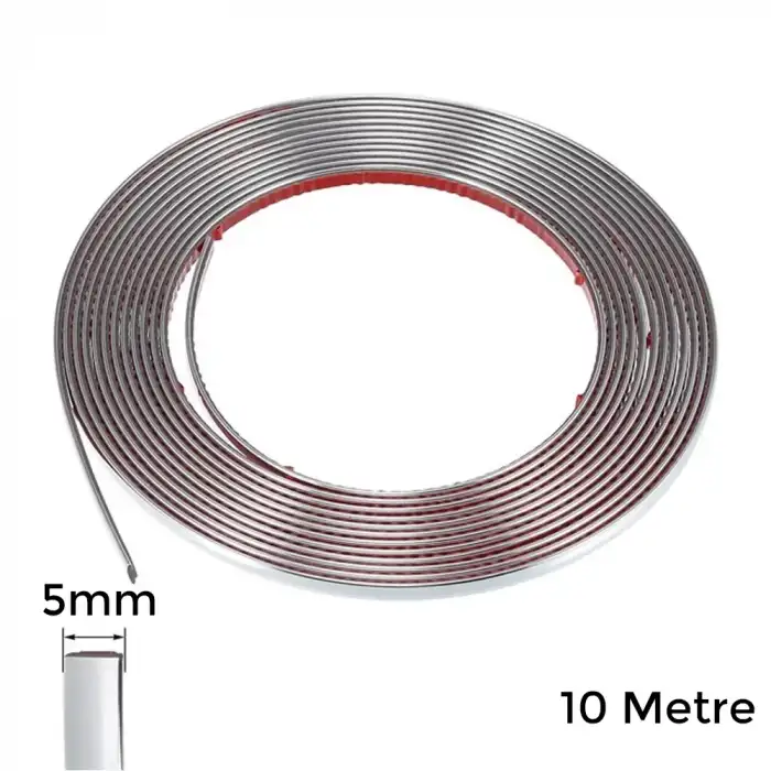 AsilTech Yapışkanlı Nikelaj Şerit Bant Çıta 5mm 10 Metre Krom