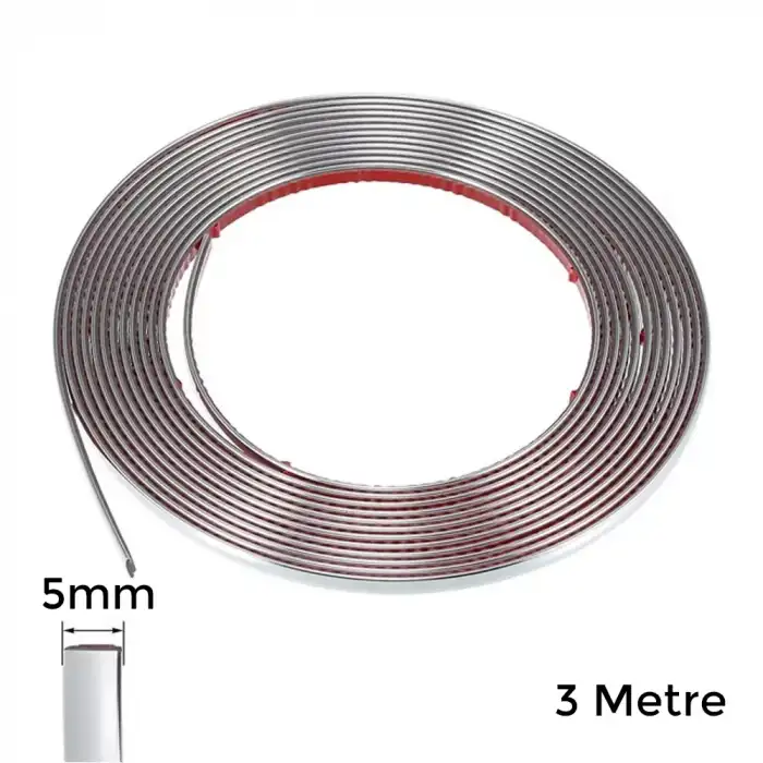 AsilTech Yapışkanlı Nikelaj Şerit Bant Çıta 5mm 3 Metre Krom