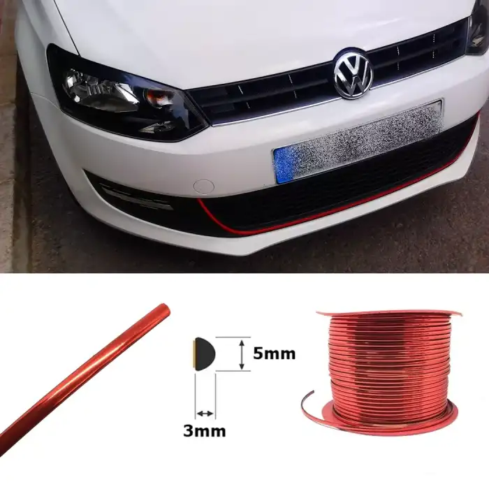 AsilTech Yapışkanlı Nikelaj Şerit Bant Çıta 5mm 5 Metre Parlak Kırmızı