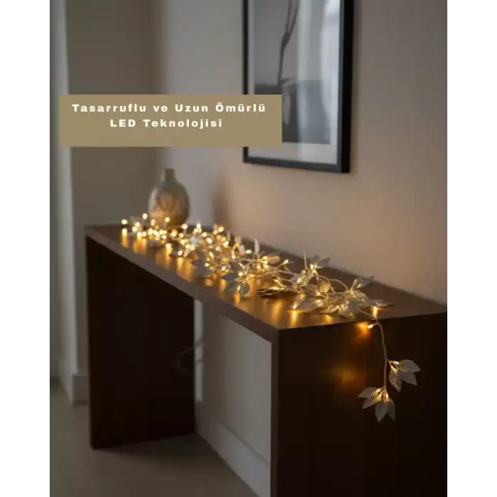 AsilTech Yaprak Şekilli Gümüş LED Işık Pilli Dekoratif Aydınlatma
