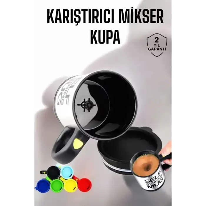 AsilTech Yazılı Kupa Kendi Kendini Karıştıran Mikser Kupa Termos Bardak