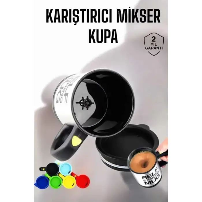 AsilTech Yazılı Kupa Kendi Kendini Karıştıran Mikser Kupa Termos Bardak