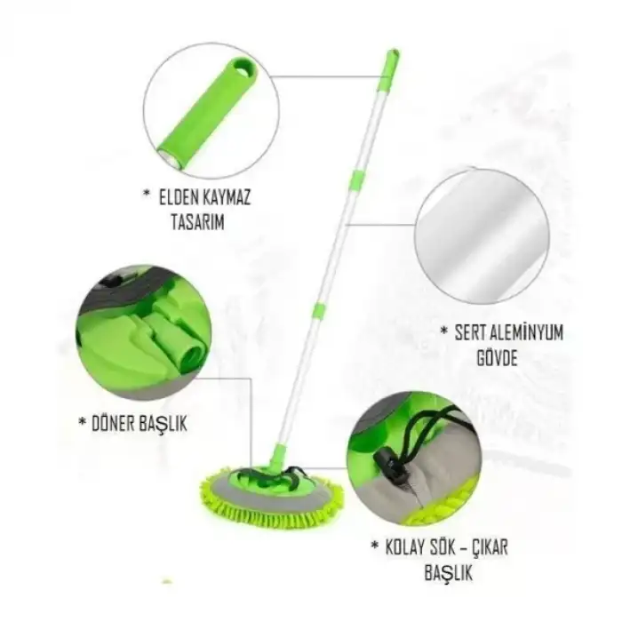 AsilTech Yedek Bezli Mikrofiber Araba Yıkama Fırçası