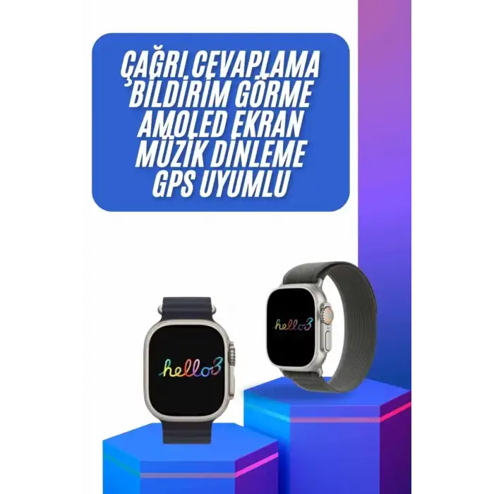 AsilTech Yeni Nesil 3 Kordonlu Kol Saati 49 MM Amoled Ekran Akıllı Saat