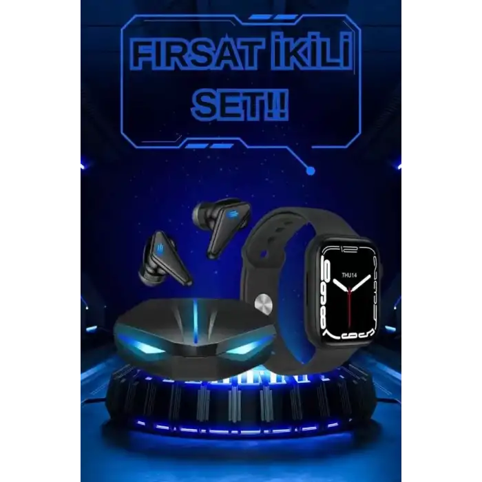 AsilTech Yeni Nesil Akıllı Saat ve Kablosuz Kulaklık Kampanyası İkili Set Bluetooth Bağlantılı