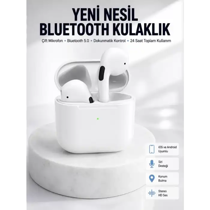 AsilTech Yeni Nesil Bluetooth Kulaklık Beyaz Çağrı Cevaplayabilen Kablosuz