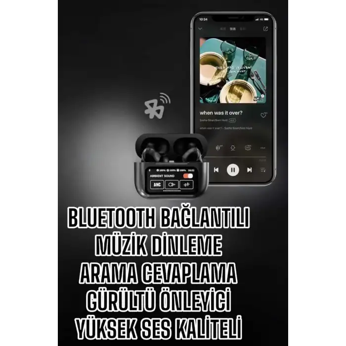 AsilTech Yeni Nesil Bluetooth Kulaklık Ekranlı Yüksek Ses Kaliteli Uzun Şarj Süreli